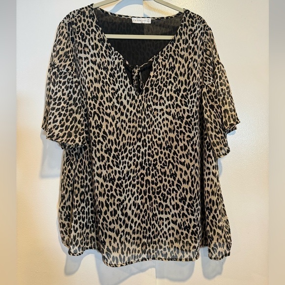 Retrology leopard short sleeve blouse size 2X - Picture 7 of 8